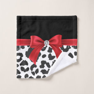 Glam Rouge Bow-Blanc Empreinte de léopard-Noir