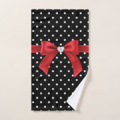 Glam Rouge Bow-Blanc Pois-Noir (Serviette à main)