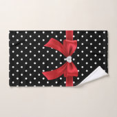 Glam Rouge Bow-Blanc Pois-Noir (Serviette à main)