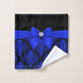Glam Royal Bleu Bow Bleu dentelle noir (Gant de toilette)