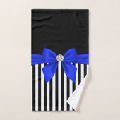 Glam Royal Blue Bow-Pinstripes-Black (Serviette à main)