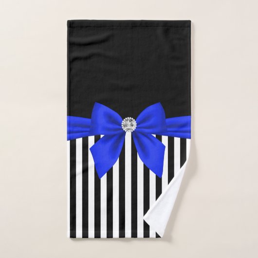 Glam Royal Blue Bow-Pinstripes-Black (Serviette à main)
