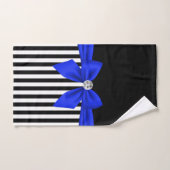Glam Royal Blue Bow-Pinstripes-Black (Serviette à main)