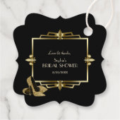 Glam Royal Gold Black Art Deco 20s Wedding Bedankjes Labels (Achterkant)