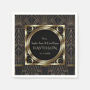 Glam Royal Goud Zwart Art Deco 20s Trouwen Servet