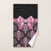 Glam Roze Bow-Roze kant-zwart Bad Handdoek (Handdoek)