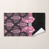 Glam Roze Bow-Roze kant-zwart Bad Handdoek (Handdoek)
