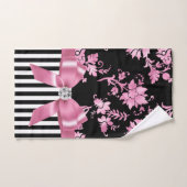 Glam roze bow-roze Stencil-zwart witte instripes Bad Handdoek (Handdoek)