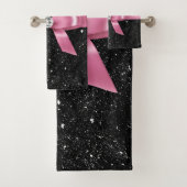Glam Roze Bow-Zebra Afdrukken - Zwarte pekeltjes Bad Handdoek (Insitu)