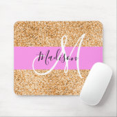 Glam Roze & Copper Glitter Sparkles Monogram Muismat (Met muis)