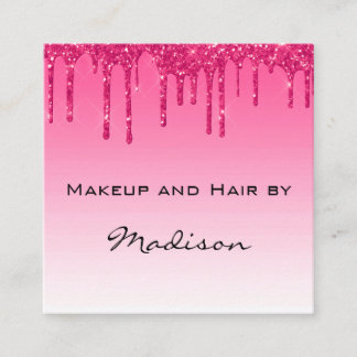 Glam Roze Druipende Glitterdruppels Make-up Arties Vierkante Visitekaartje