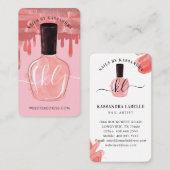 Glam roze druppels nagelachtig potmonogram visitekaartje (Voorkant / Achterkant)