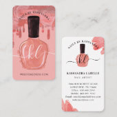 Glam roze druppels nagelachtig potmonogram visitekaartje (Voorkant / Achterkant)
