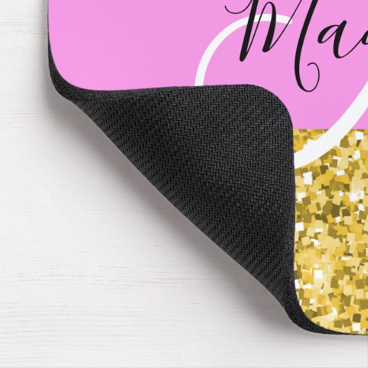 Glam Roze en Gold Glitter Sparkles Monogram Muismat (Hoek)