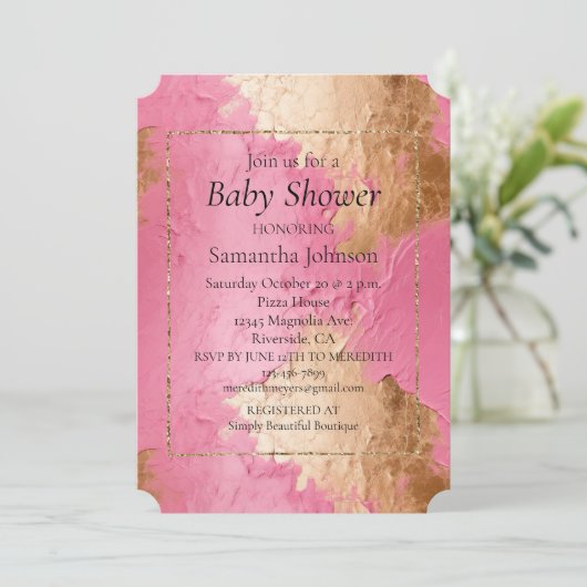 Glam roze en gouden Baby shower Kaart (Staand voorkant)