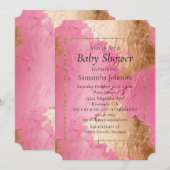 Glam roze en gouden Baby shower Kaart (Voorkant / Achterkant)