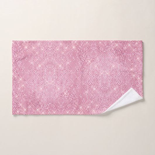 Glam Roze en Witte gemarmerde keukenset Bad Handdoek (Handdoek)