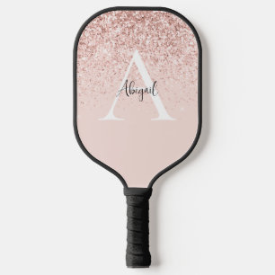 Glam Roze Glitter - Aangepaste naam en Initiaal Pickleball Paddle