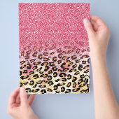 Glam Roze Glitter Luipaard Patroon Flyer (Hand)