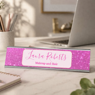 Glam Roze Glitter Minimaal Branding Bureau Naambordje
