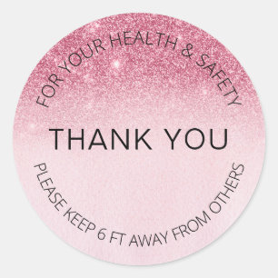 Glam roze glitter Salon 6 ft weg Ronde Sticker