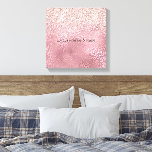 Glam Roze Glitzy Glitter Leopard Print (Insitu (Slaapkamer))
