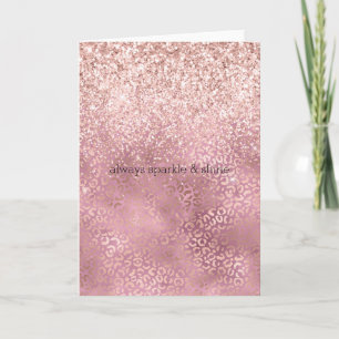 Glam Roze Glitzy Glitter Leopard Print Kaart