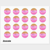 Glam Roze & Gold Glitter Sparkle Gradient Monogram Ronde Sticker (Vel)
