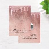 Glam Roze Goud Dikke Glitter Druppels Logo Oorbel Visitekaartje (Bureau)