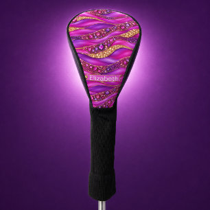 Glam Roze Goud Gejewelde Strata Gepersonaliseerd Golfheadcover