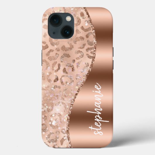 Glam Roze Goud Nep Folie Luipaard Vlekken Naam Case-Mate iPhone Case (Achterkant)