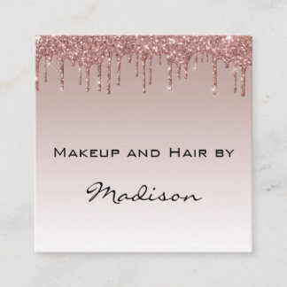 Glam Roze Goud Nep Glitter Druppels Make-up Arties Vierkante Visitekaartje