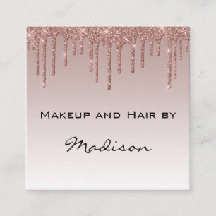 Glam Roze Goud Nep Glitter Druppels Make-up Arties Vierkante Visitekaartje