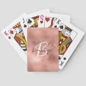 Glam Roze Goud Trendy Script Monogram Pokerkaarten (Achterkant)