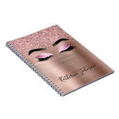 Glam Roze Gouden Glitter Beauty Wimpers Monogram Notitieboek (Rechterzijde)