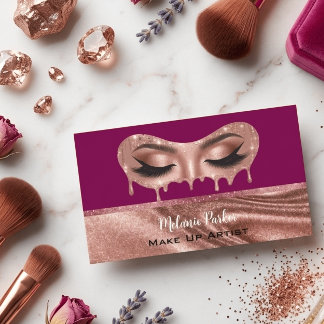 Glam Roze Gouden Glitter Drip Eyes Make-up Artiest Visitekaartje