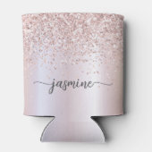 Glam Roze Gouden Glitter Metaal Monogram Naam Schr Blikjeskoeler (Achterkant)