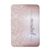 Glam Roze Gouden Glitter Monogram Typografie Badka Badmat (Voorkant Verticaal)
