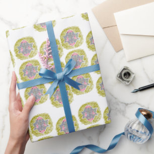 Glam roze Hanukkah flamingo's strand Cadeaupapier