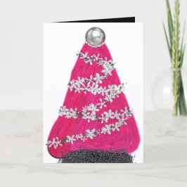 Glam Roze Kerstboom Feestdagen Kaart