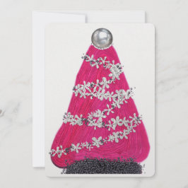 Glam Roze Kerstboom Feestdagenkaart
