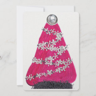 Glam Roze Kerstboom Feestdagenkaart