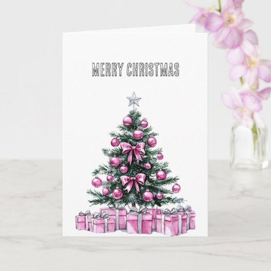 Glam roze kerstboom kaart (Orchidee)