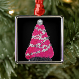 Glam Roze Kerstboom Metalen Ornament