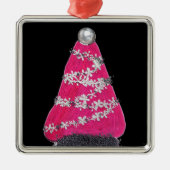 Glam Roze Kerstboom Metalen Ornament (Voorkant)