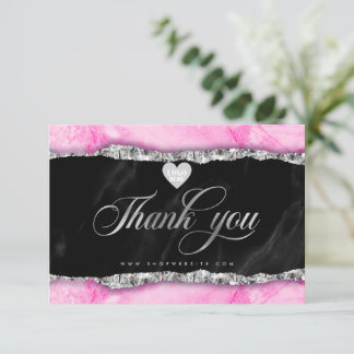 Glam Roze Marble Edge Business - Hartelijk dank - Bedankkaart