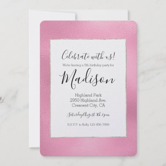 Glam Roze Ombre Verjaardag Kaart (Voorkant)