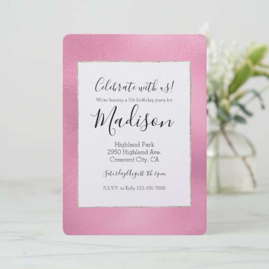 Glam Roze Ombre Verjaardag Kaart (Staand voorkant)