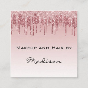 Glam Roze Rose Goud Glitter Druppels Make-up Artie Vierkante Visitekaartje