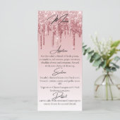 Glam Roze Roze Goud Glitter Drip Elegant Menu (Staand voorkant)